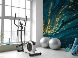 Discount Donkerblauwe verf met goud fotobehang Oppervlakten