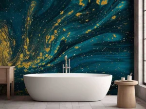Discount Donkerblauwe verf met goud fotobehang Oppervlakten