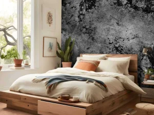 Outlet Donkere muur met textuur fotobehang Woonkamer | Oppervlakten