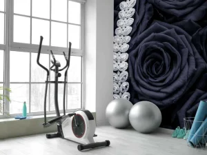 Online Donkere rozen met een diamanten ketting erop fotobehang Tienerkamer | Bloemen