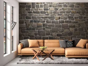 Discount Donkere stenen muur fotobehang Keuken | Gang