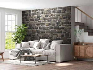 Discount Donkere stenen muur fotobehang Keuken | Gang