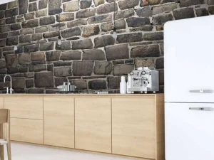 Discount Donkere stenen muur fotobehang Keuken | Gang