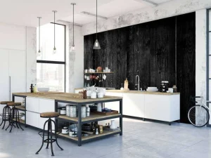 Online Donkere verticale planken fotobehang Hobbykamer | Gang