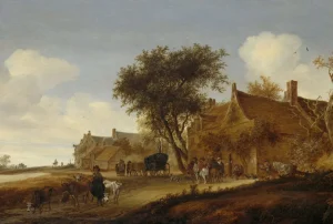 Sale Dorpsherberg met reiswagen fotobehang Steden | Architectuur