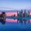 Clearance Dubai Marina bij zonsondergang fotobehang Steden | Architectuur