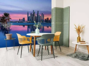 Clearance Dubai Marina bij zonsondergang fotobehang Steden | Architectuur