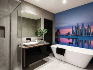 Clearance Dubai Marina bij zonsondergang fotobehang Steden | Architectuur