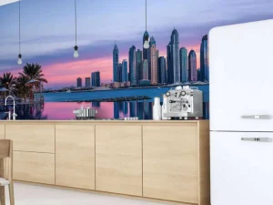 Clearance Dubai Marina bij zonsondergang fotobehang Steden | Architectuur