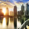 Sale Dubai Marina bij zonsopkomst fotobehang Architectuur