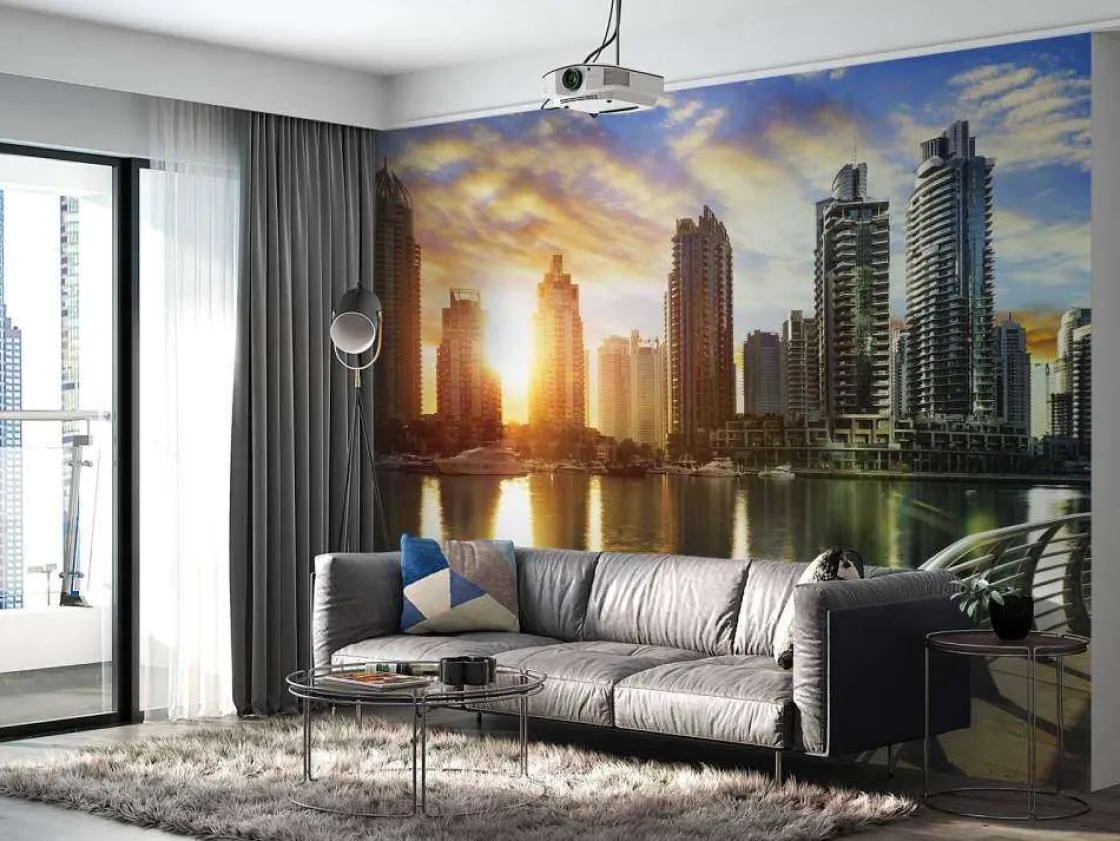 dubai_marina_bij_zonsopko_2.webp Sale Dubai Marina bij zonsopkomst fotobehang Architectuur