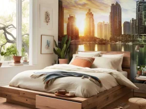 Sale Dubai Marina bij zonsopkomst fotobehang Architectuur