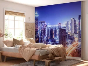 Clearance Dubai met een blauw effect fotobehang Architectuur