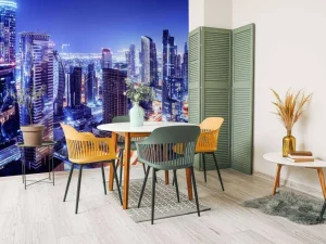 Clearance Dubai met een blauw effect fotobehang Architectuur