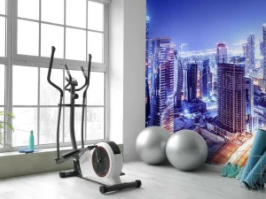 Clearance Dubai met een blauw effect fotobehang Architectuur