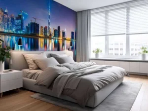 Best Dubai verlicht in de avond fotobehang Steden | Architectuur