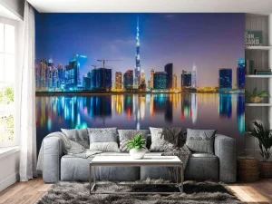 Best Dubai verlicht in de avond fotobehang Steden | Architectuur
