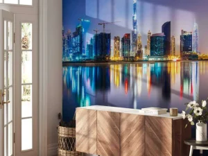 Best Dubai verlicht in de avond fotobehang Steden | Architectuur