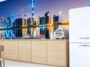 Best Dubai verlicht in de avond fotobehang Steden | Architectuur