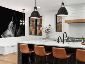 Outlet Duitse herdershond met een zwarte achtergrond fotobehang Tienerkamer | Dieren