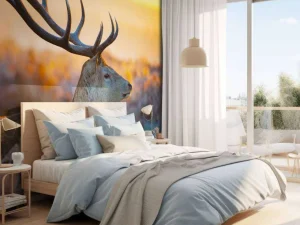 Best Edelhert met zichtbaar Gewei fotobehang Dieren