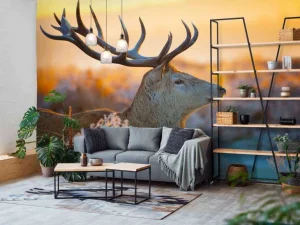Best Edelhert met zichtbaar Gewei fotobehang Dieren