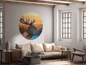 Best Edelhert met zichtbaar Gewei fotobehang Dieren