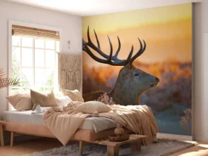 Best Edelhert met zichtbaar Gewei fotobehang Dieren