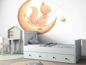 Outlet Eekhoorn op de maan fotobehang Babykamer