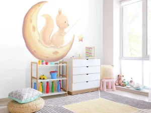 Outlet Eekhoorn op de maan fotobehang Babykamer