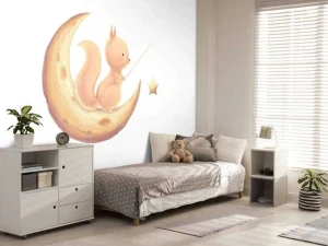 Outlet Eekhoorn op de maan fotobehang Babykamer