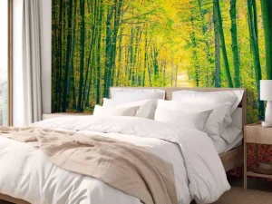 Sale Een bosweg in de herfst fotobehang Bloemen