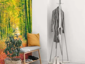 Sale Een bosweg in de herfst fotobehang Bloemen
