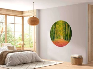 Sale Een bosweg in de herfst fotobehang Bloemen