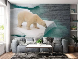 New Een ijsbeer observeert de zee fotobehang Dieren