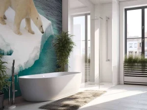 New Een ijsbeer observeert de zee fotobehang Dieren