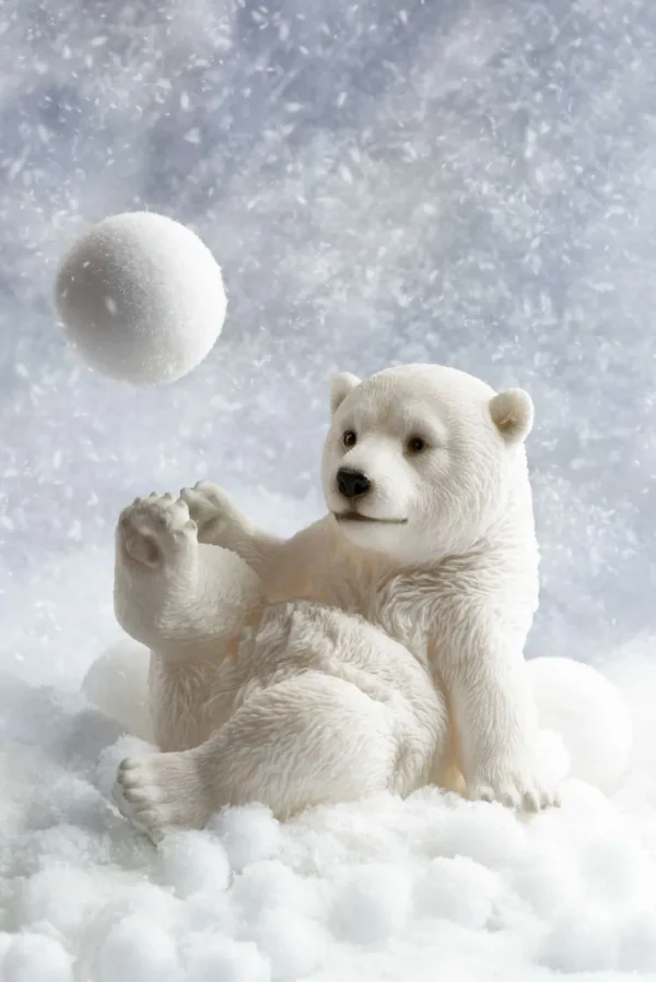 Outlet Een ijsbeer speelt met een sneeuwbal fotobehang Babykamer | Dieren