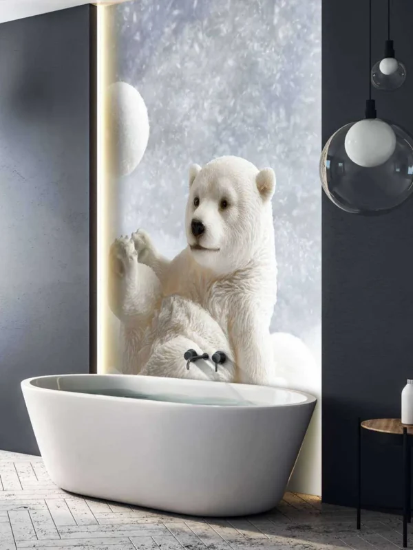 Outlet Een ijsbeer speelt met een sneeuwbal fotobehang Babykamer | Dieren