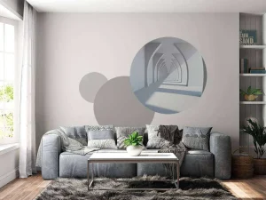 Fashion Een lange witte gang met grote zuilen fotobehang 3d