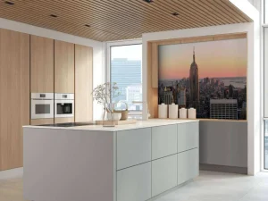 Hot Een woonwijk met kantoorgebouwen op de achtergrond fotobehang Architectuur
