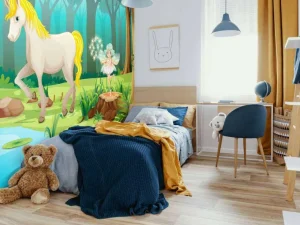 Fashion Eenhoorn bij een vijver fotobehang Kinderkamer