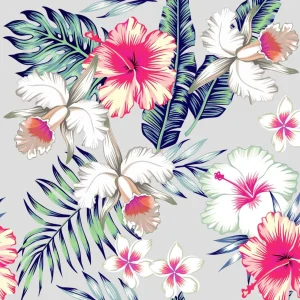 Best Exotische bloemen met een grijze achtergrond fotobehang Keuken | Gang