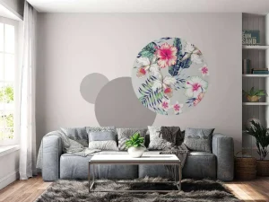 Best Exotische bloemen met een grijze achtergrond fotobehang Keuken | Gang