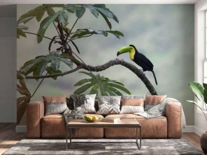 Best Exotische vogel op een tak fotobehang Tienerkamer | Bloemen