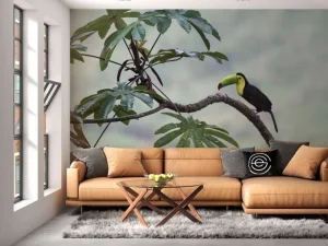 Best Exotische vogel op een tak fotobehang Tienerkamer | Bloemen