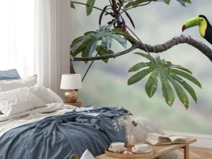 Best Exotische vogel op een tak fotobehang Tienerkamer | Bloemen