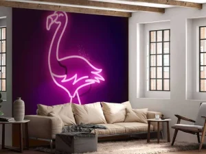 Outlet Flamingo neon pictogram fotobehang Dieren