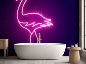 Outlet Flamingo neon pictogram fotobehang Dieren
