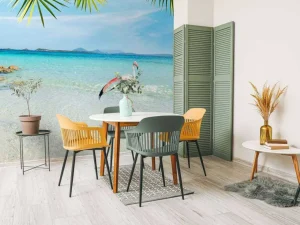 New Flamingo op Tropisch Strand fotobehang Dieren