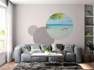 New Flamingo op Tropisch Strand fotobehang Dieren